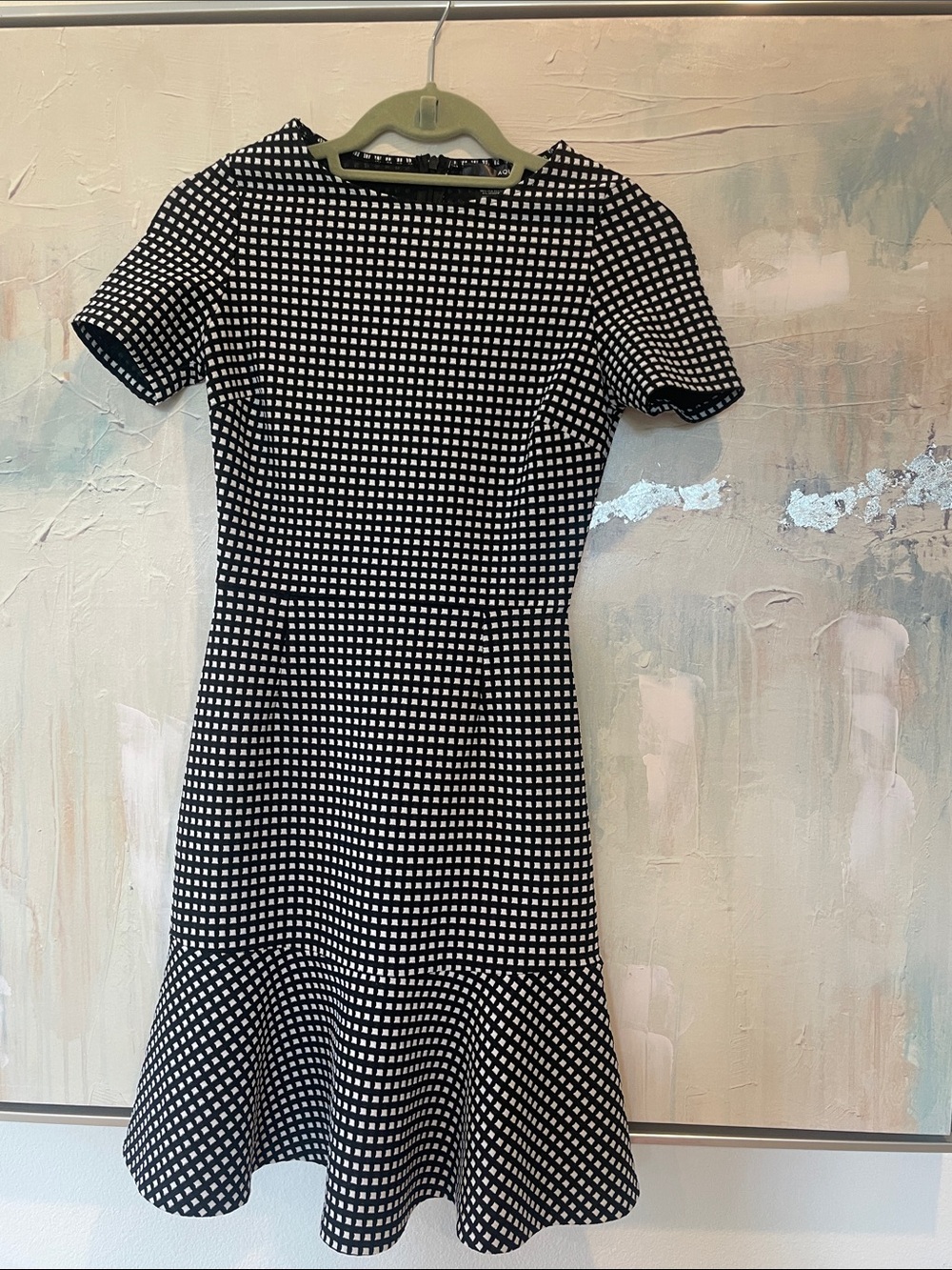 Aqua Black and White Check Midi Dress